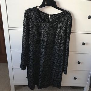 INC Knit Brocade Dress Size Petite Large